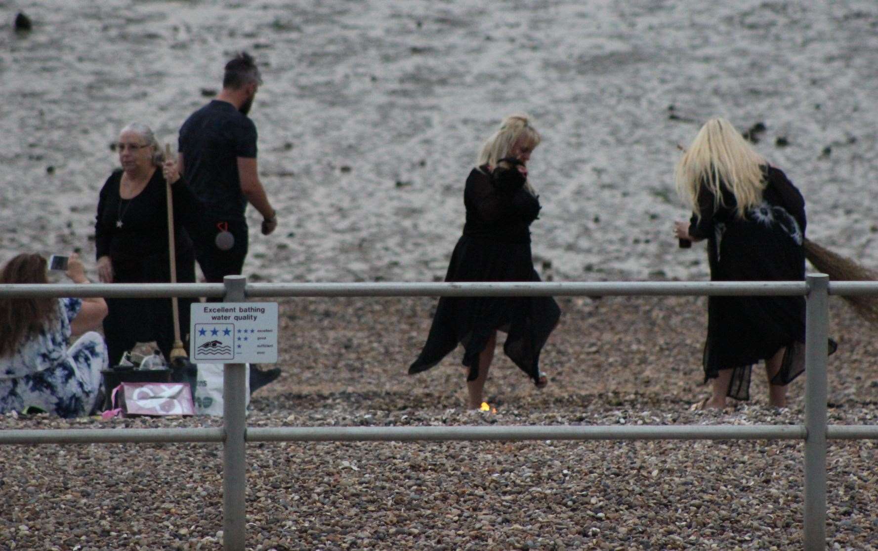 The witches of Sheppey on the beach at Minster celebrating Lammas