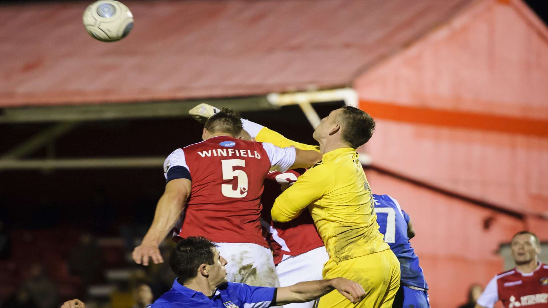 Fleet ask questions of Eastleigh keeper Graham Stack Picture: Andy Payton