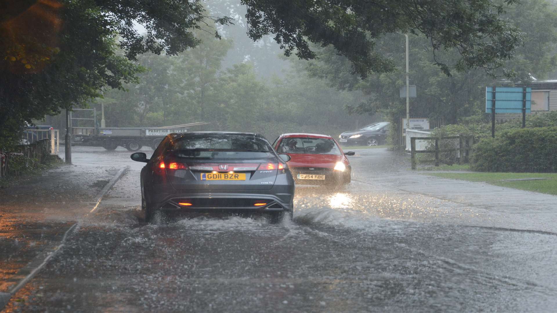 Surface flooding in Kent. Stock image.