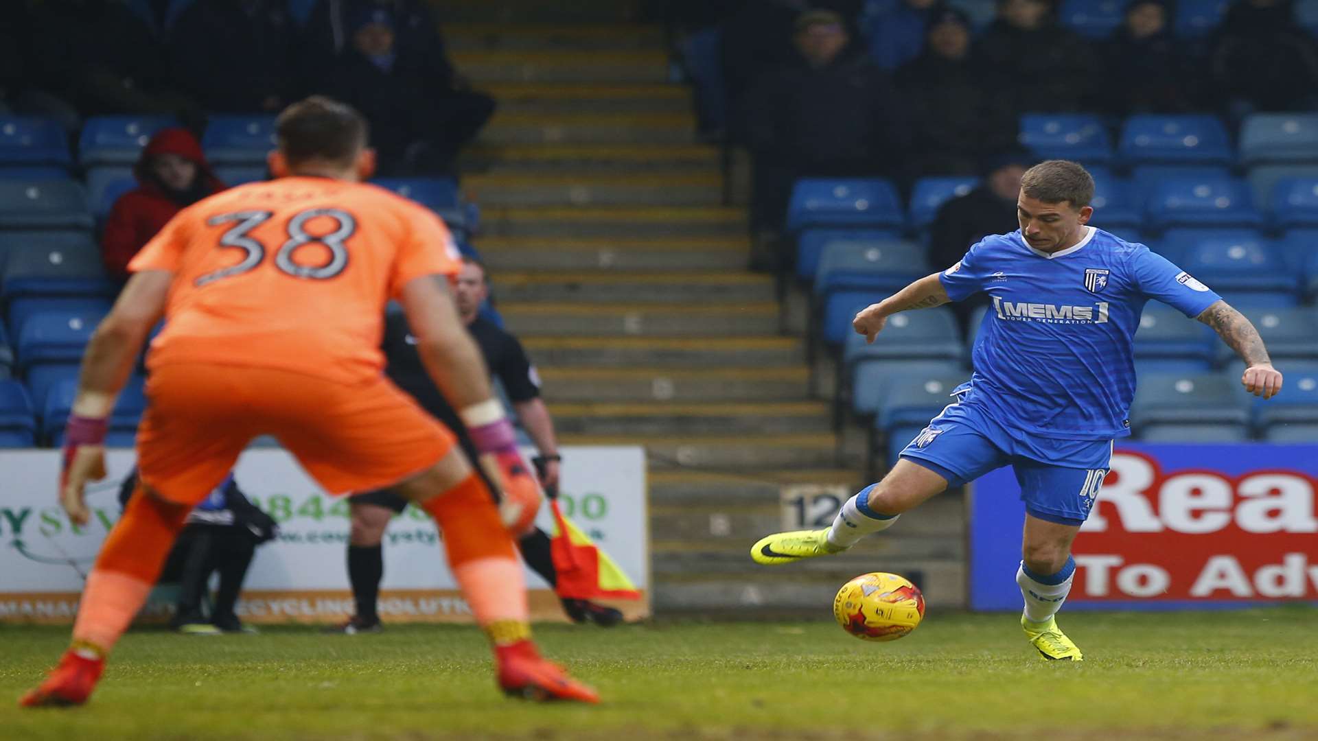 Cody McDonald bears down on the Port Vale goal Picture: Andy Jones