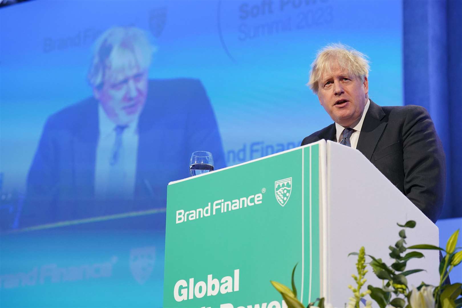 Former prime minister Boris Johnson speaks during the Global Soft Power Summit, at the Queen Elizabeth II Conference Centre in London (Jonathan Brady/PA)