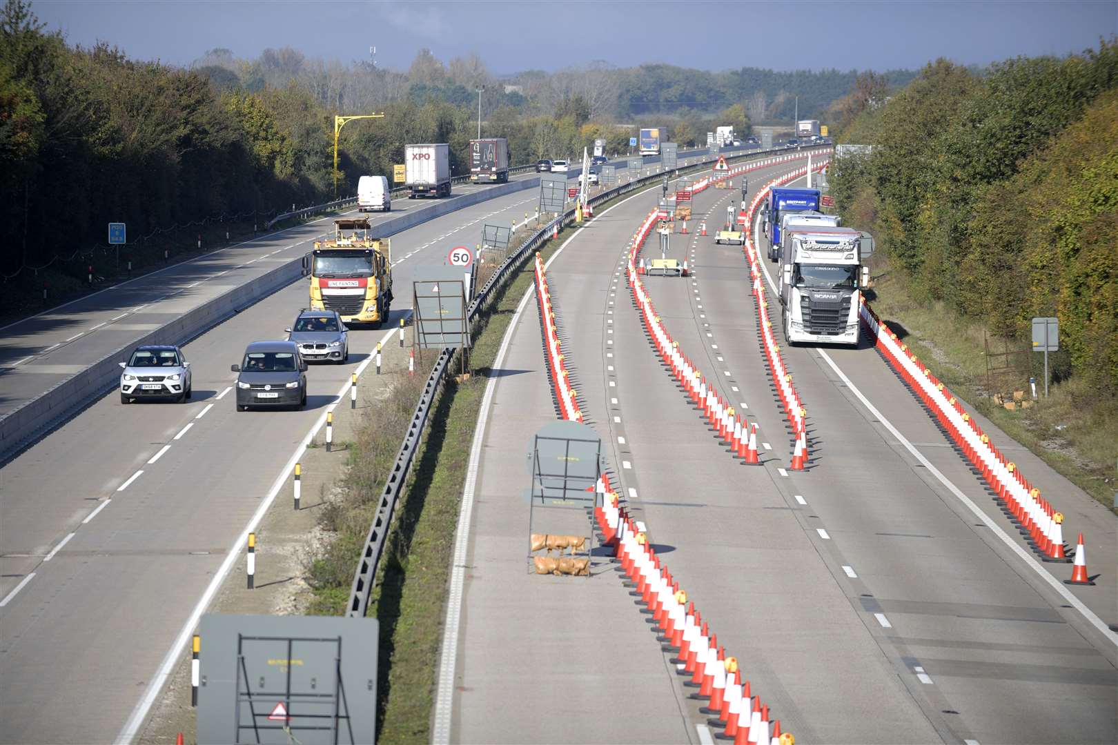 Operation Brock at Junction 9 of the M20 this morning. Picture: Barry Goodwin