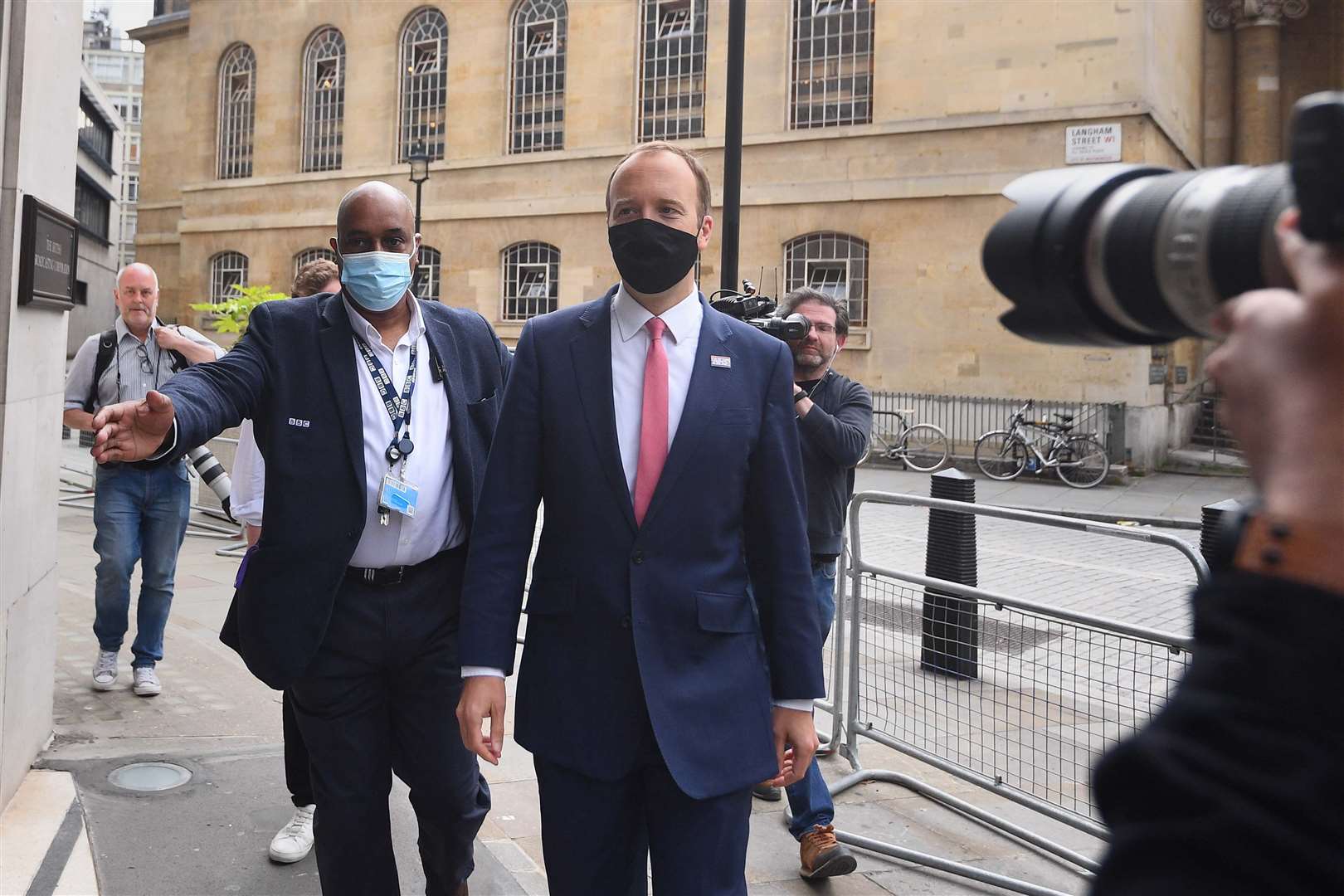 Health Secretary Matt Hancock arriving for media duties on Sunday morning (Victoria Jones/PA)