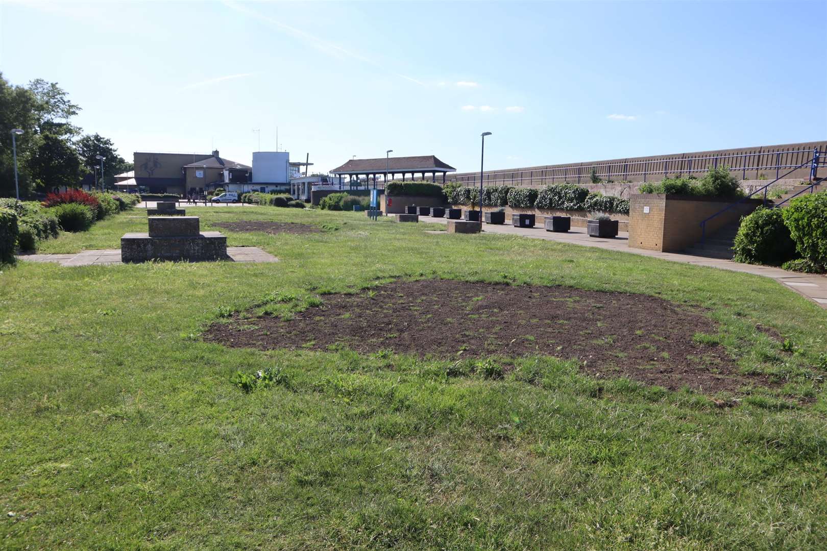 Sad Beachfields seafront park at Sheerness in June before new flowers were planted