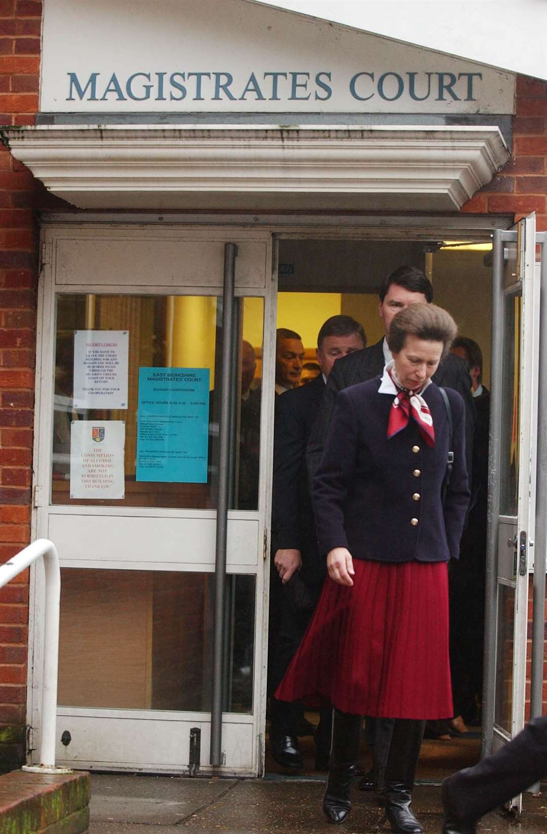 The Princess Royal leaving East Berkshire Magistrates’ Court in Slough (PA)