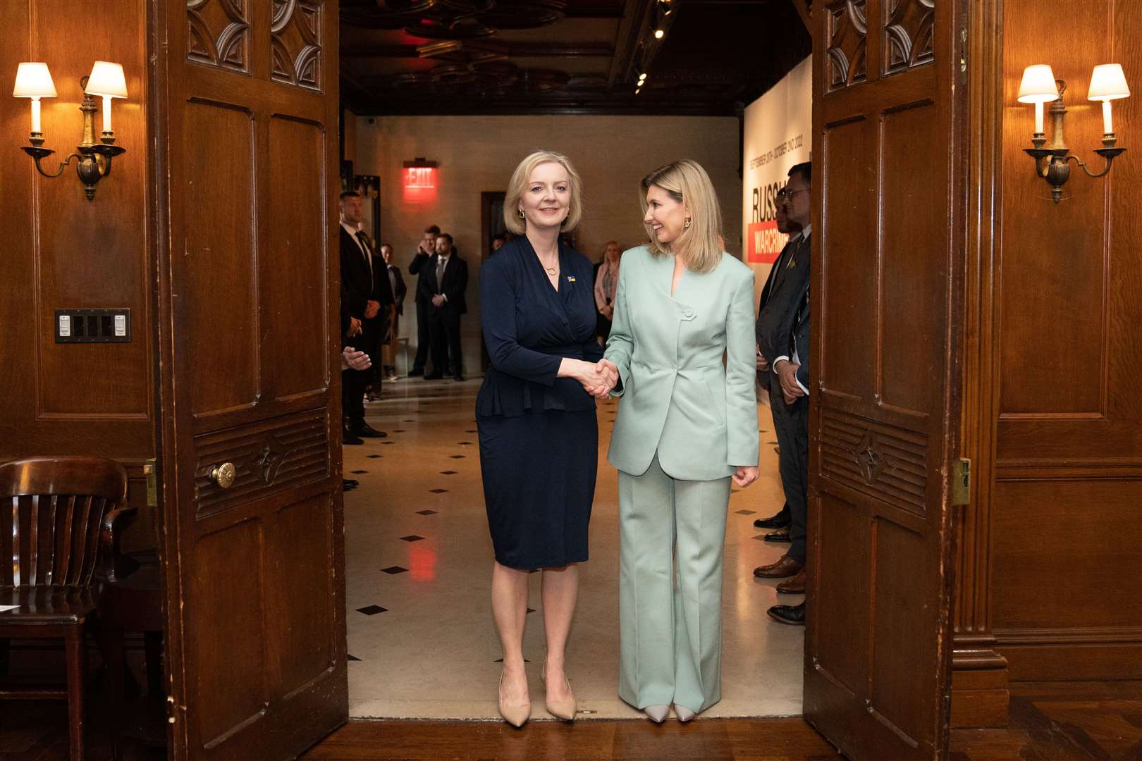 Prime Minister Liz Truss meets Ukrainian first lady Olena Zelenska at the Ukrainian Institute of America in New York City (Stefan Rousseau/PA)