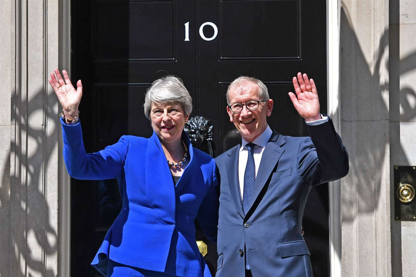 Theresa May with her husband Sir Philip outside 10 Downing Street (Dominic Lipinski/PA)
