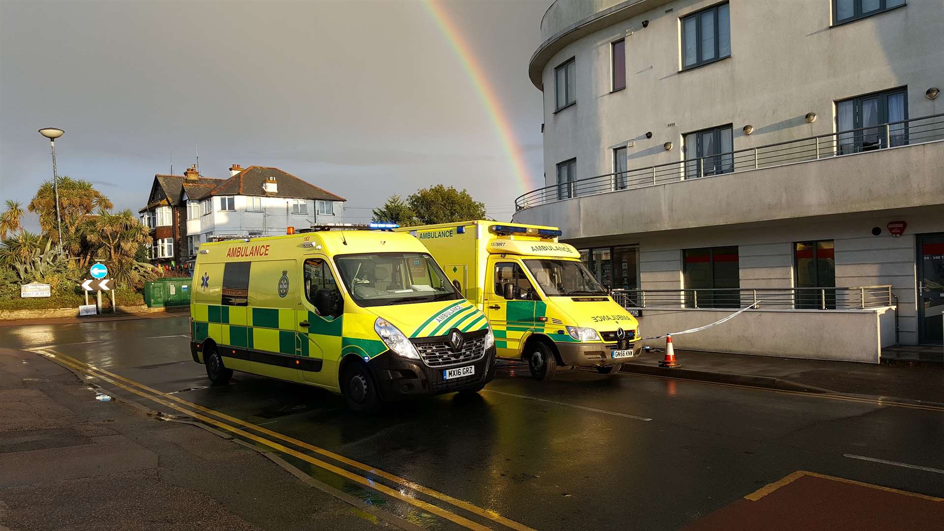 Emergency services at the scene of the incident in Tankerton