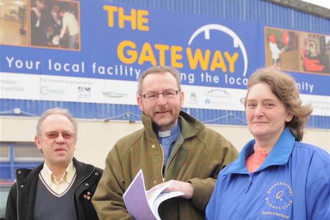 Julian Stewart, the Rev Tim Hall and Carol Stewart are worried about the future for community groups using The Gateway