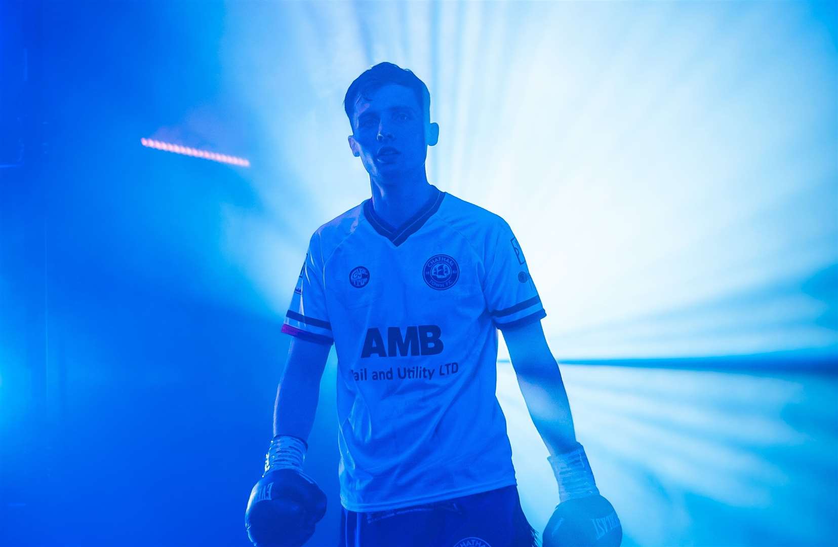 Robert Caswell walks out at York Hall in Chatham Town colours Picture: BoxingTunes