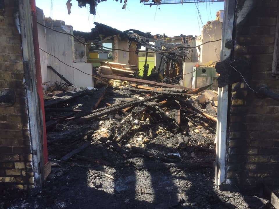 The village pavilion in Hersden was totally destroyed by the blaze Picture: John Waite