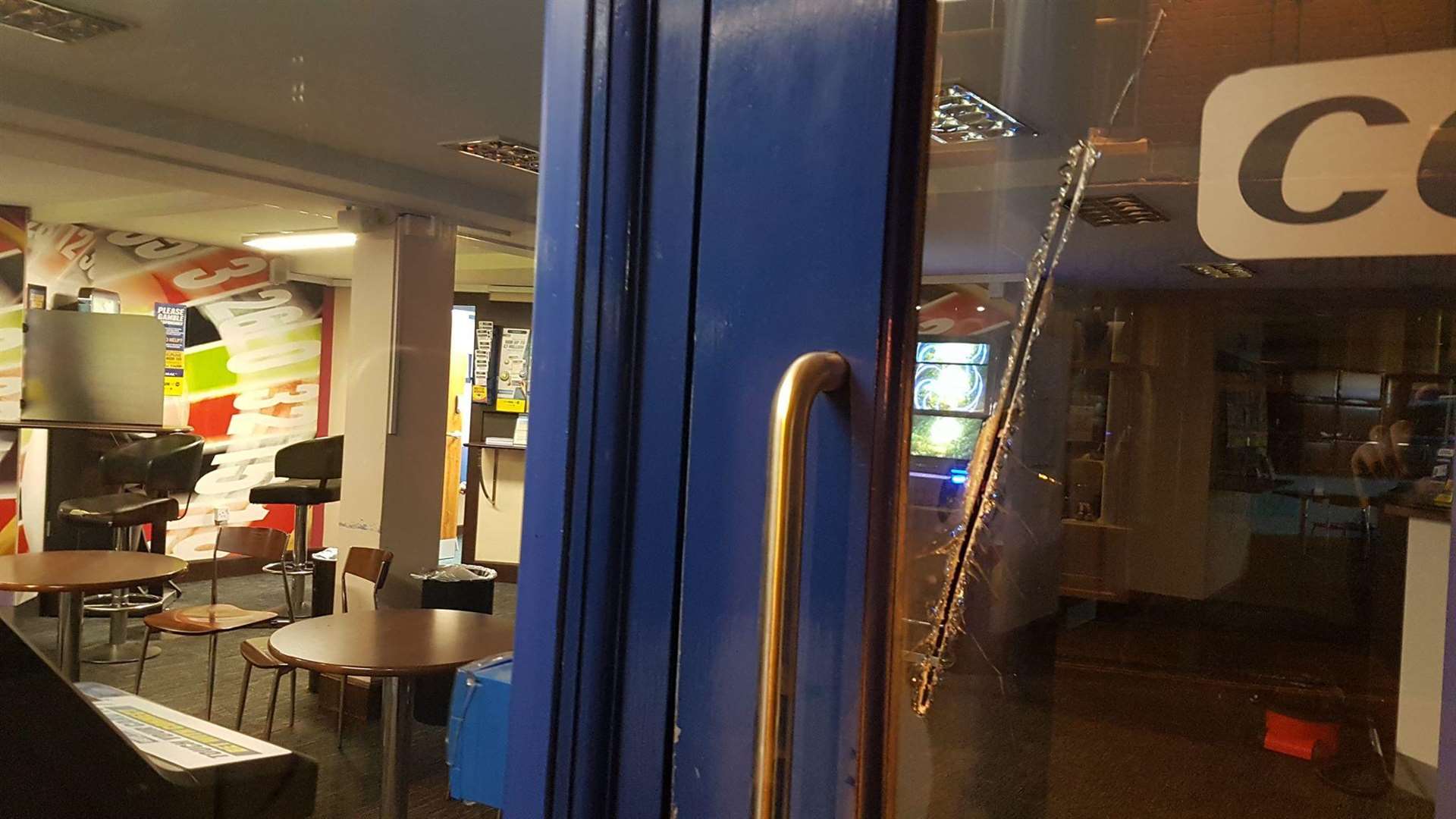 Damage caused to the window of the Coral bookmakers (4332844)