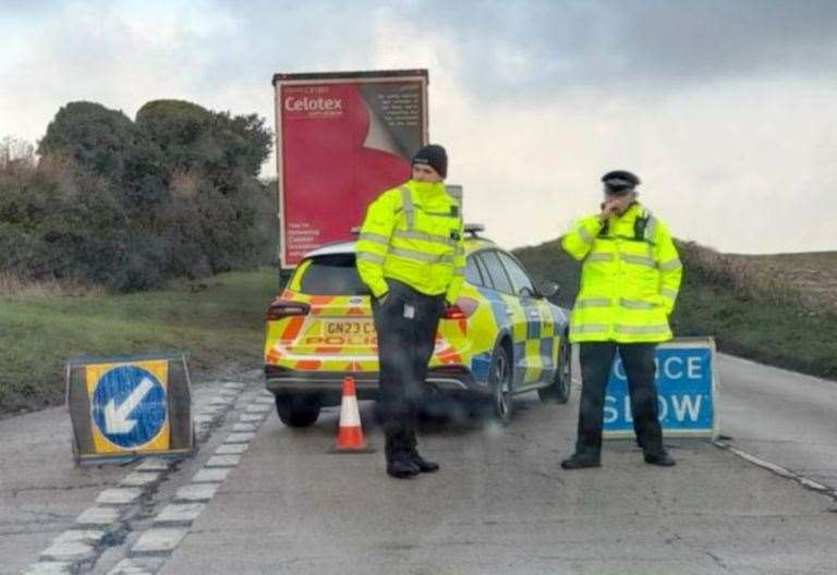 The A258 Deal Road was closed for about three hours