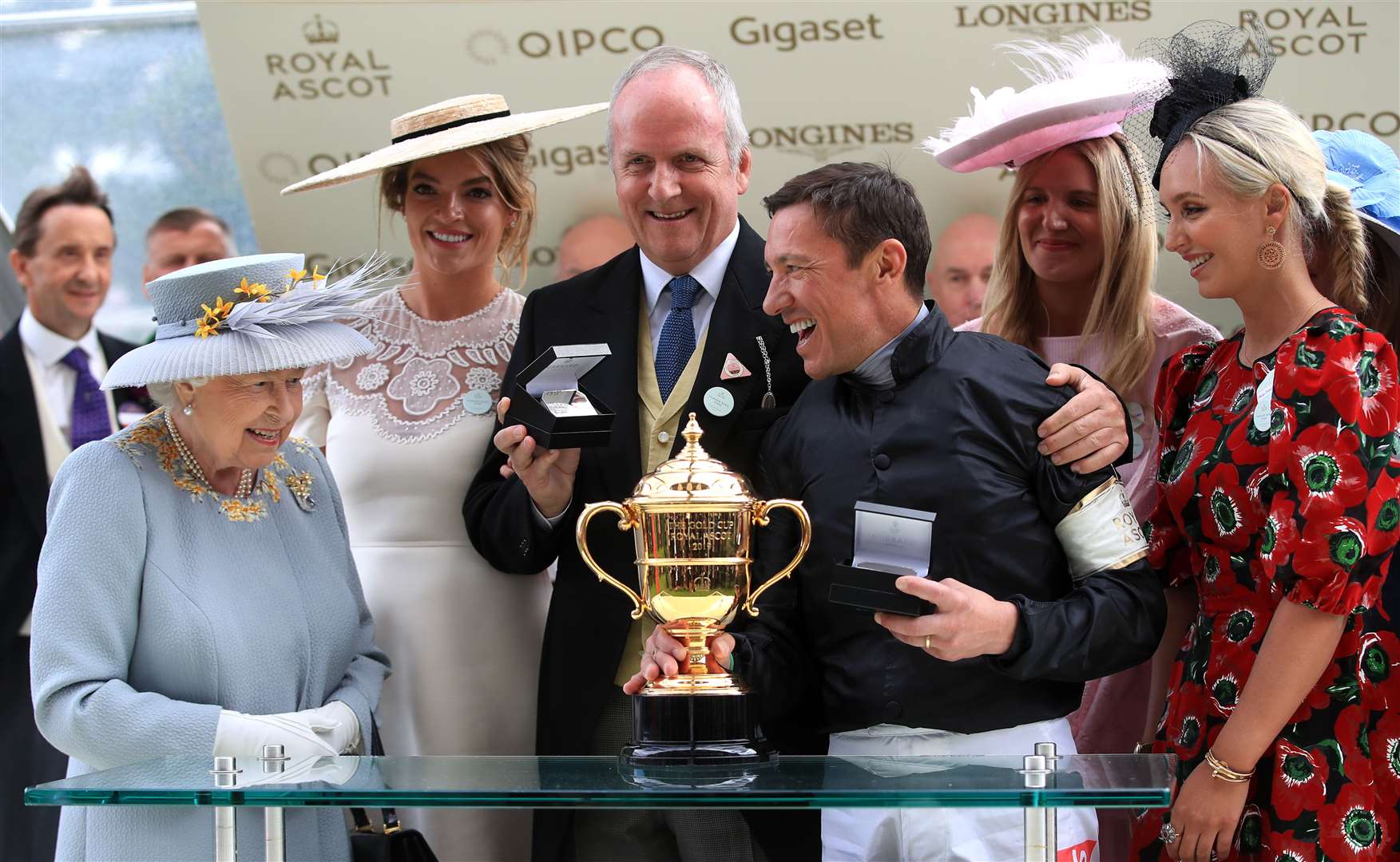 The Queen presenting a trophy to jockey Frankie Dettori at Ascot in 2019 (Adam Davy/PA)