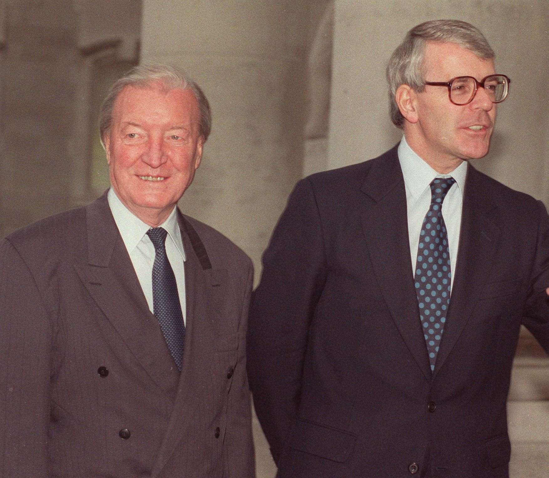 Charles Haughey, pictured with then British prime minister John Major, was told that acting as bail guarantor could embarrass his government (PA)