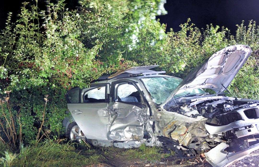 The pensioner's car after Karaloucas crashed into it. Picture: SWNS