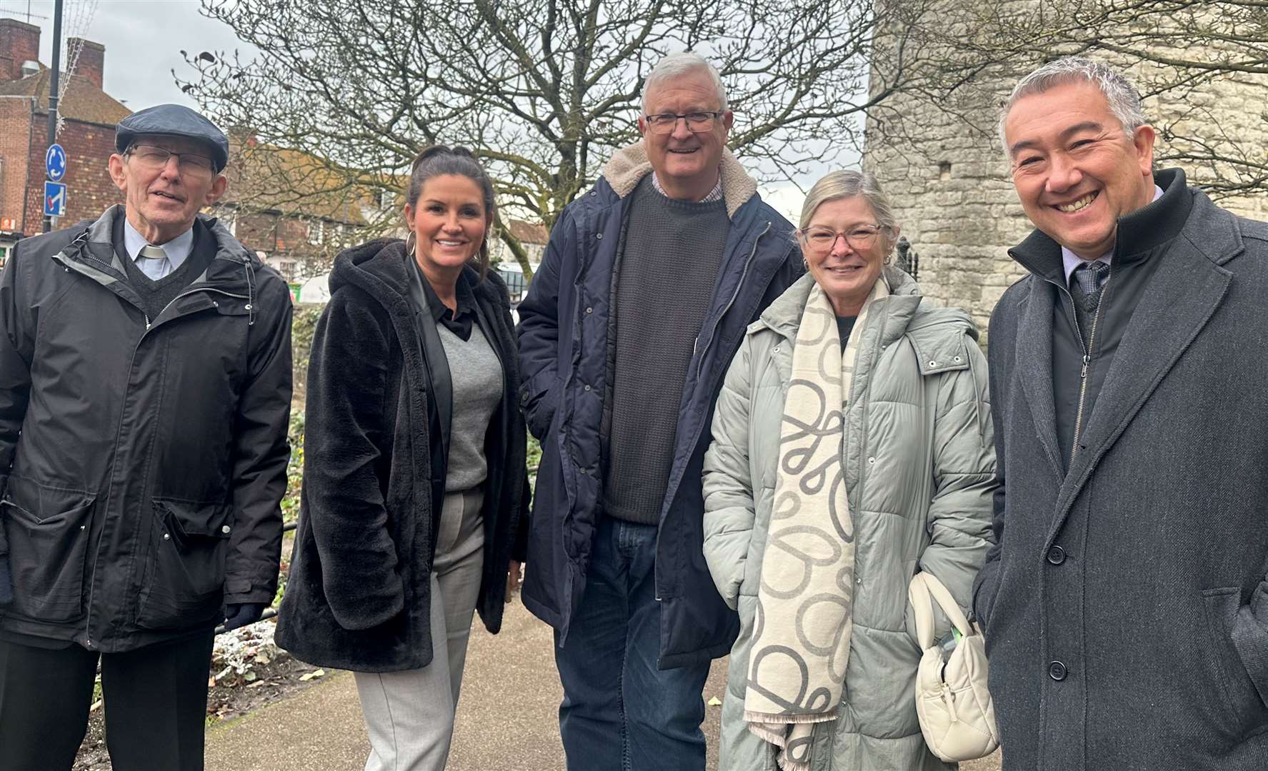 Church deacon Barry Walker, secretary Louise Quigley, trustee Sean Blackman, bar manager Sylvia Elson, and Michael Kheng, after the Herne Bay Catholic Social Club’s licensing meeting