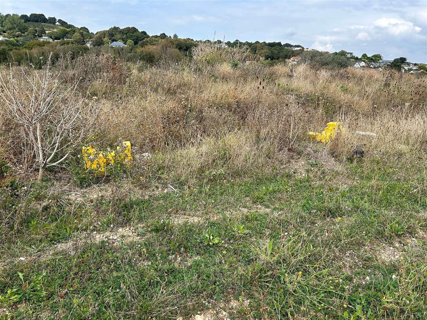 Yellow debris left on the site