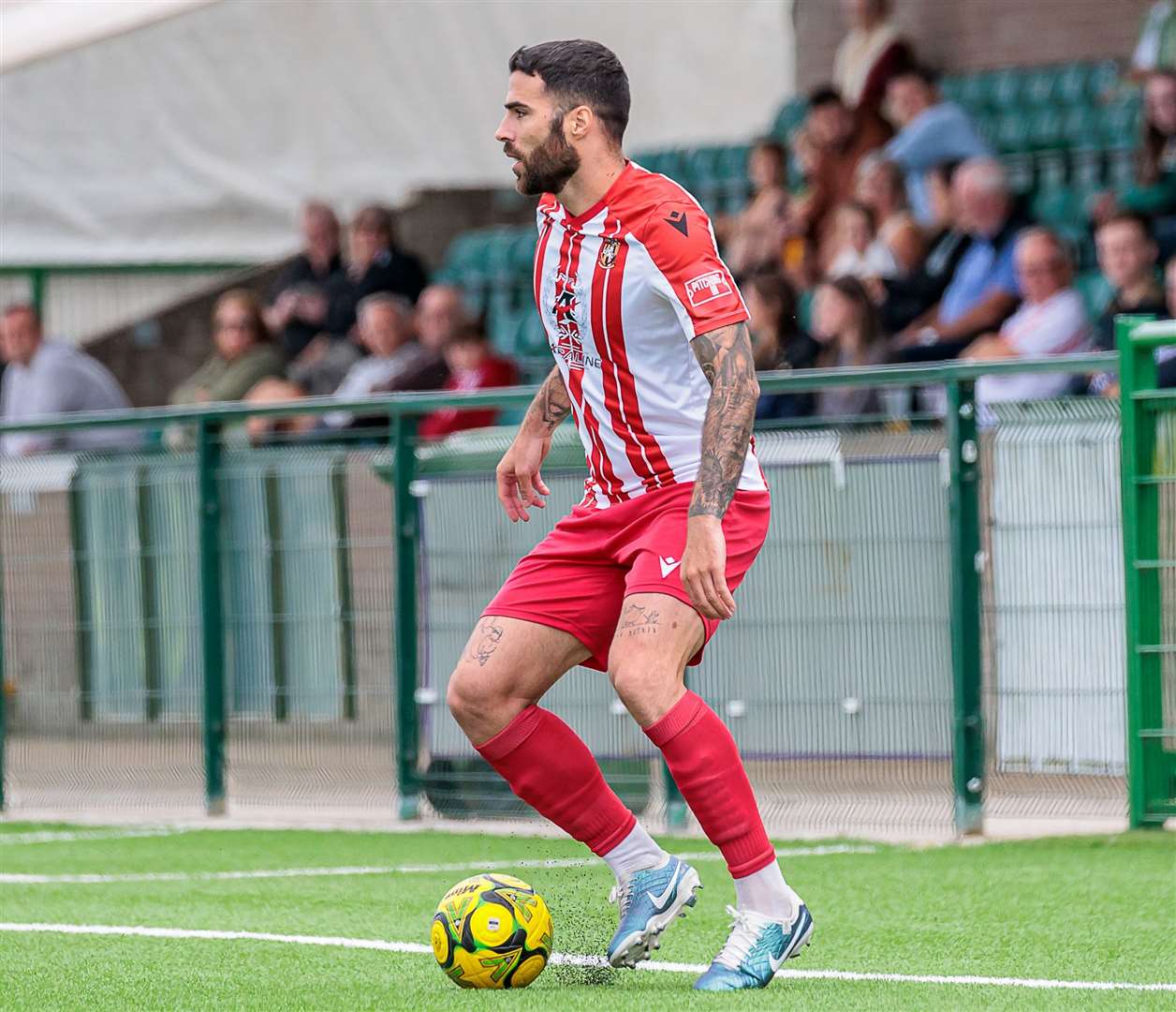 Joan Luque in pre-season action for Folkestone at Ashford - but his move to the Cheriton Road club proved a brief one. Picture: Helen Cooper