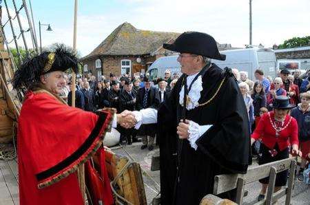 The arrival of the Matthew a replicia ship built in 1497 - at Sandwich Cinque Port..