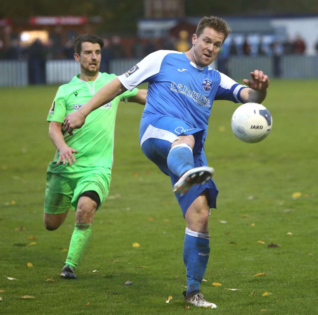 Sonny Miles in action for Tonbridge during the 4-4 draw with Oxford City Picture: David Couldridge