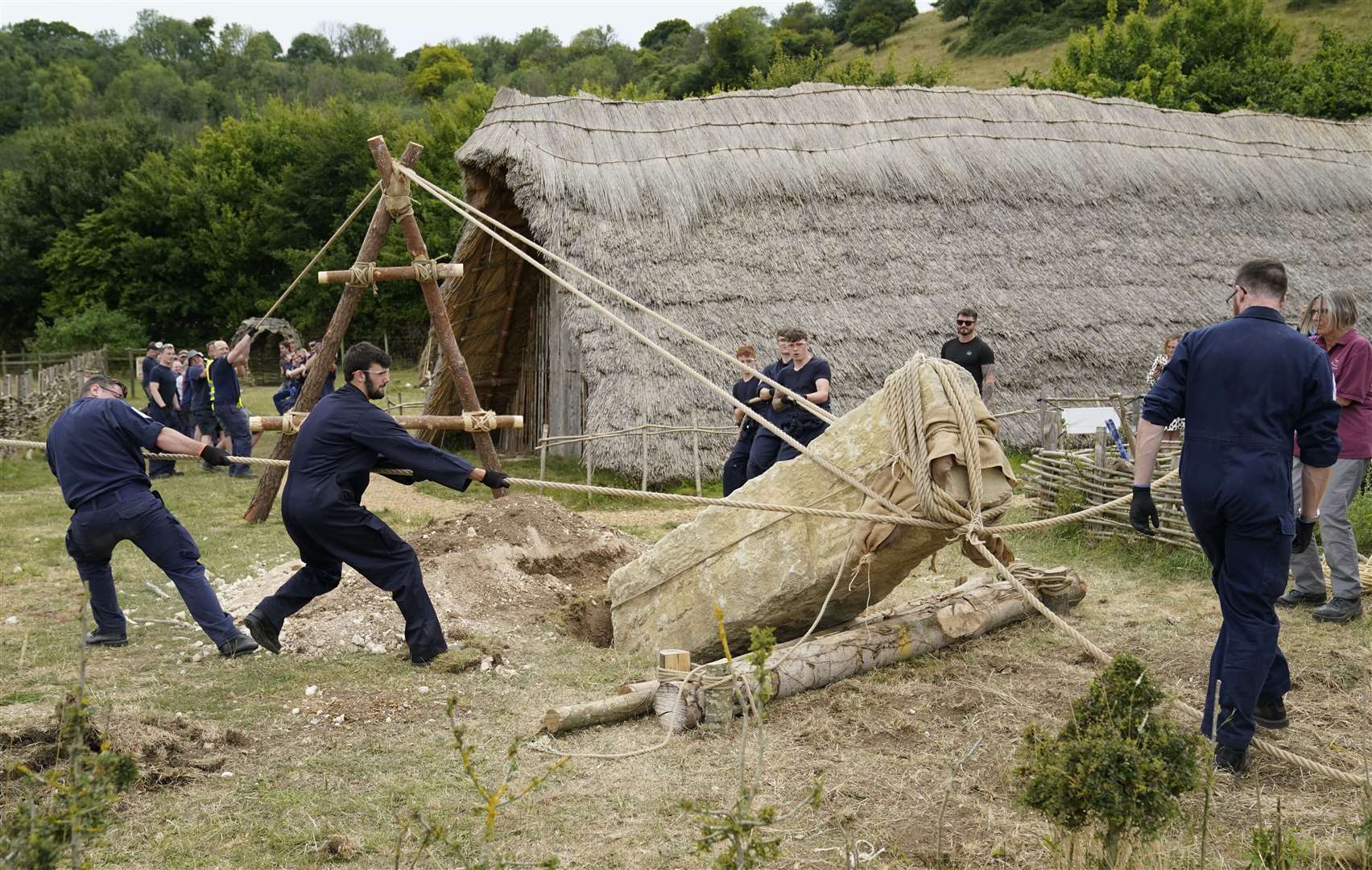 The stone has been erected at Butser Ancient Farm (Andrew Matthews/PA)