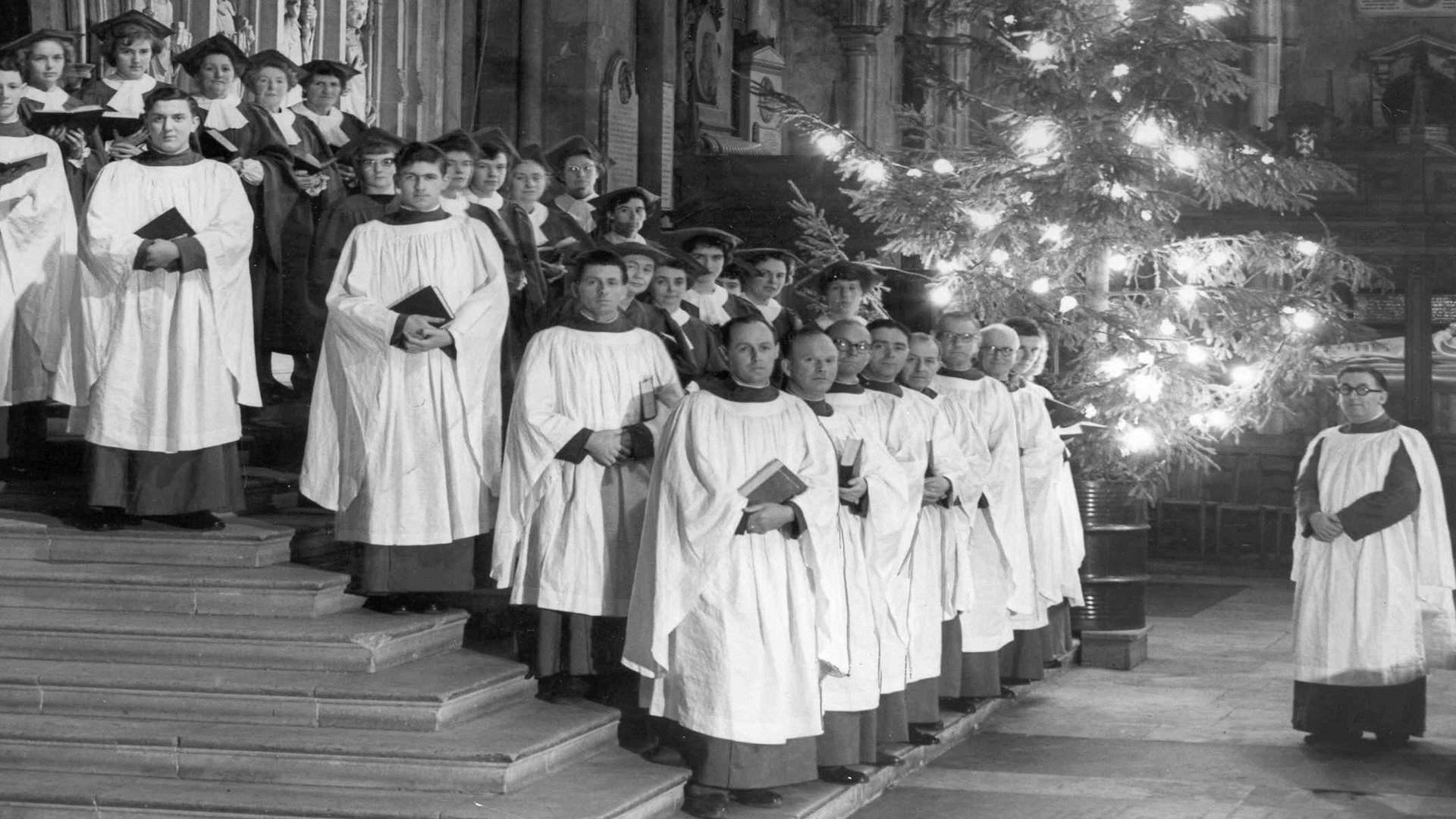 Rochester Cathedral choir ready for a service at Christmas 1958. Picture from Images of Medway book