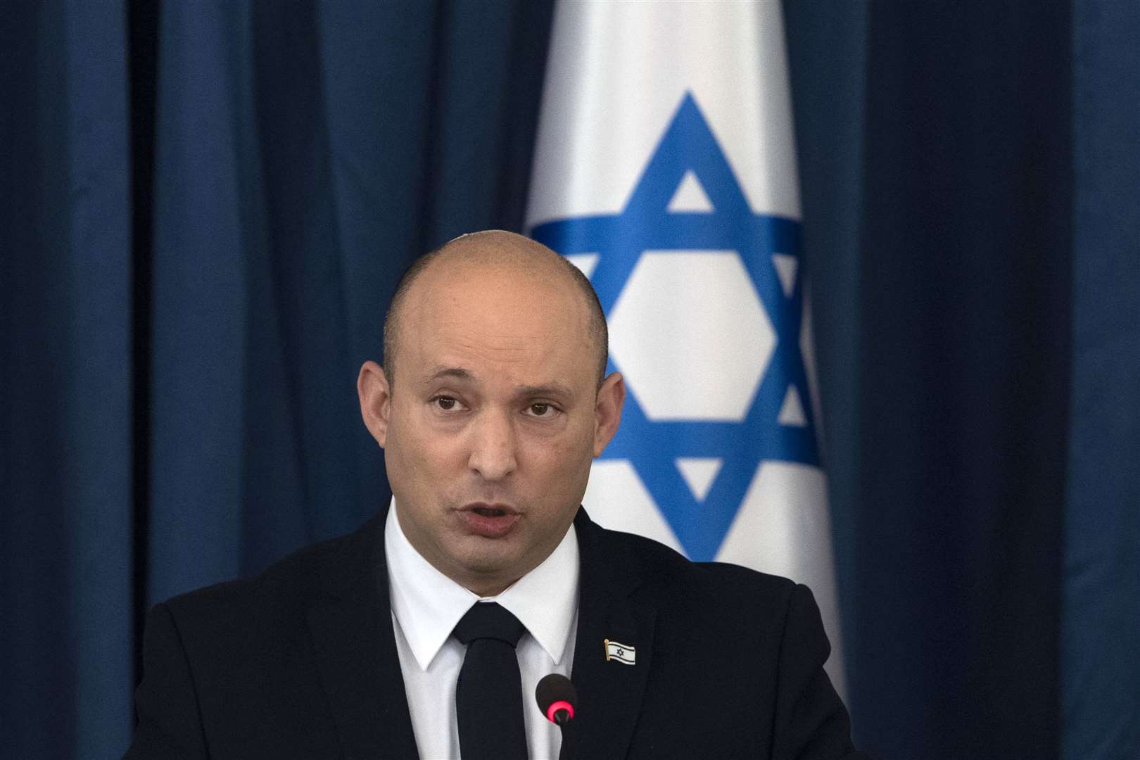 Israel’s Prime Minister Naftali Bennett has blamed Iran for the Mercer Street vessel attack (Sebastian Scheiner/AP)