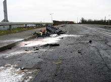 Scene of a fatal road crash in Green Street Green Road, Dartford