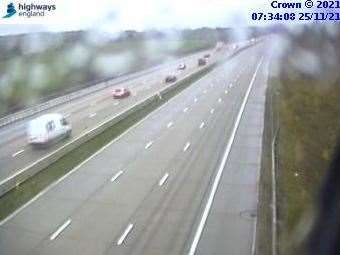 Traffic is being held on the M20 between Junction 8 and Junction 9. Picture: Traffic England