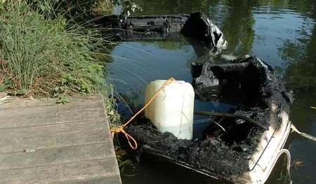 The wrecked boat on the Medway. Picture: GRANT FALVEY