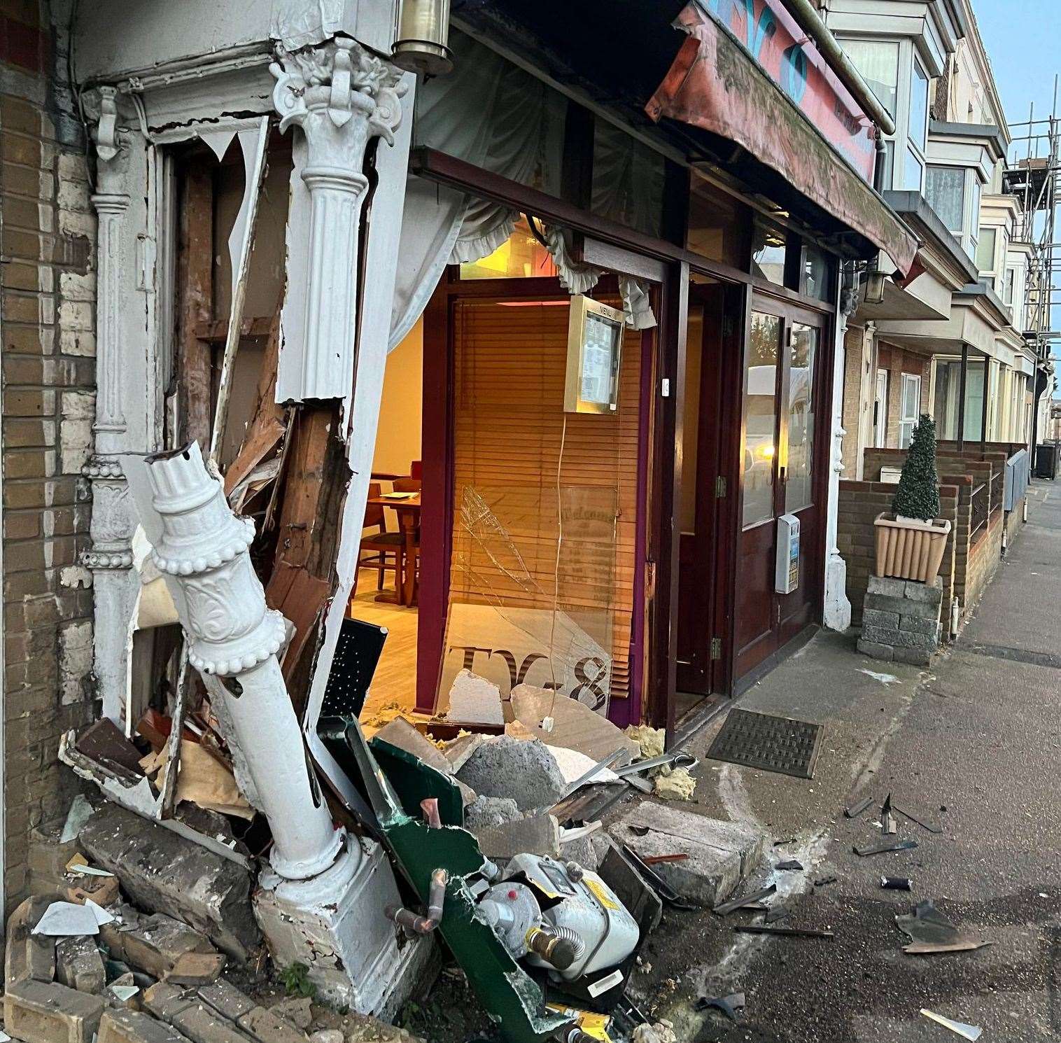 TY-8 was damaged after car ploughed into the restaurant in the early hours of Sunday morning. Picture: TY-8