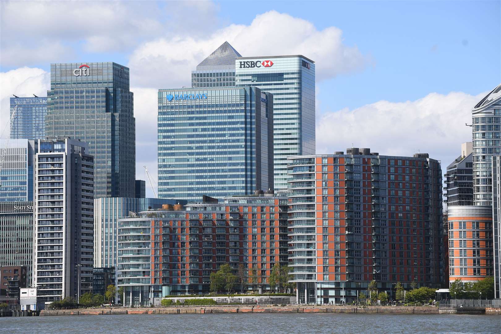 New Providence Wharf where more than 100 firefighters are tackling a blaze (Victoria Jones/PA)