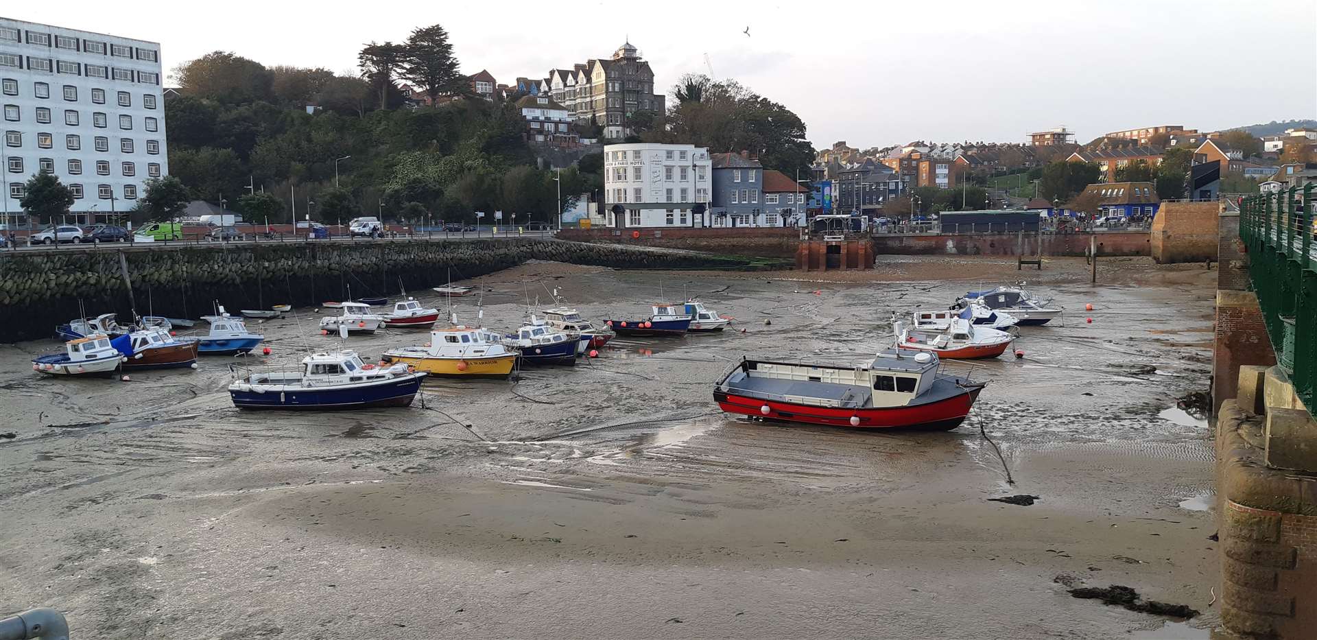 Folkestone Harbour, where a man this afternoon became stuck in deep mud. Picture: Sam Lennon KMG