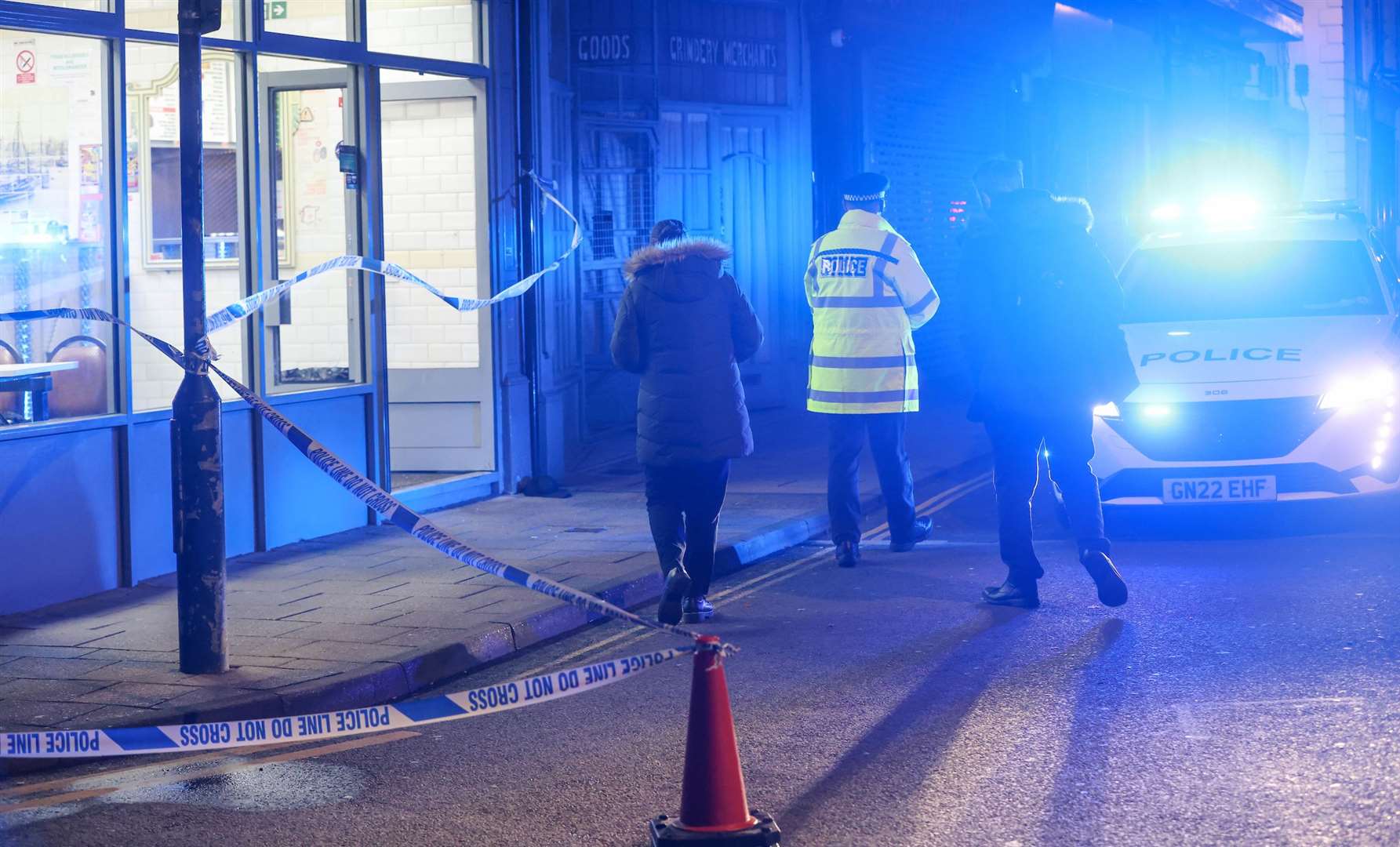 Police at the scene of a stabbing in King Street, Ramsgate. Picture: UKNIP