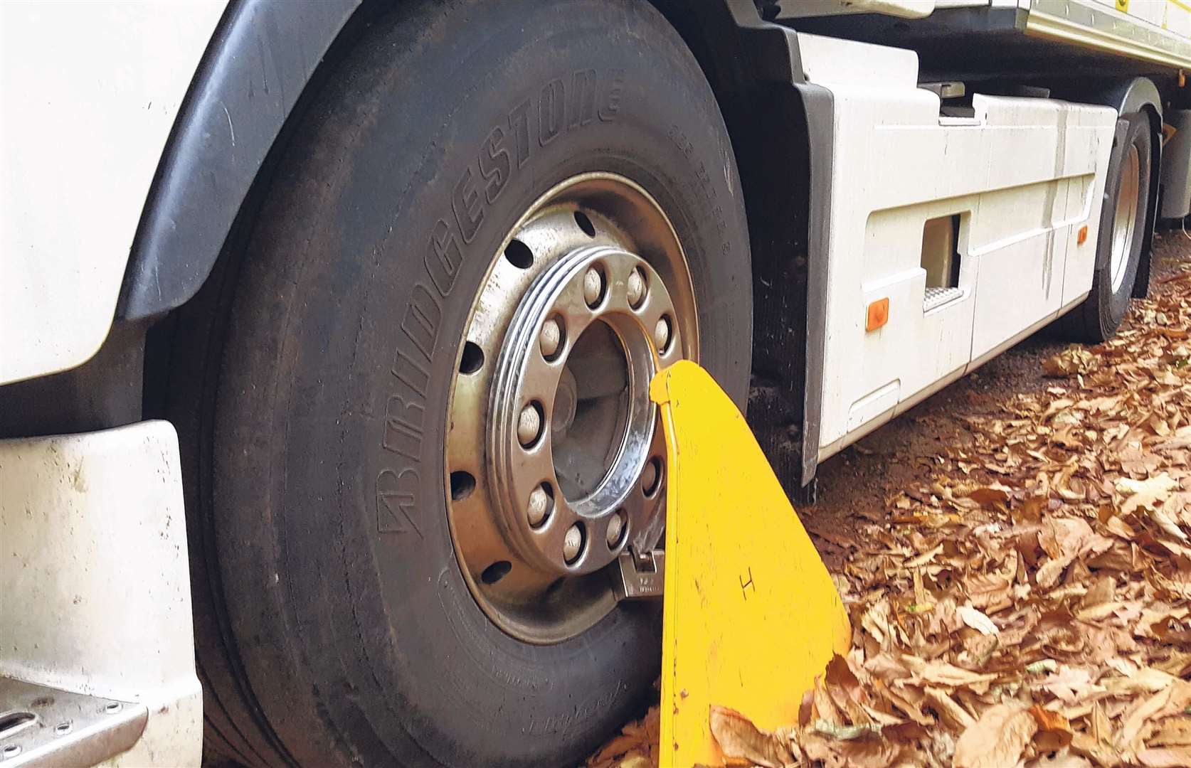 A lorry clamped on a lay-by off the A20 near Ashford