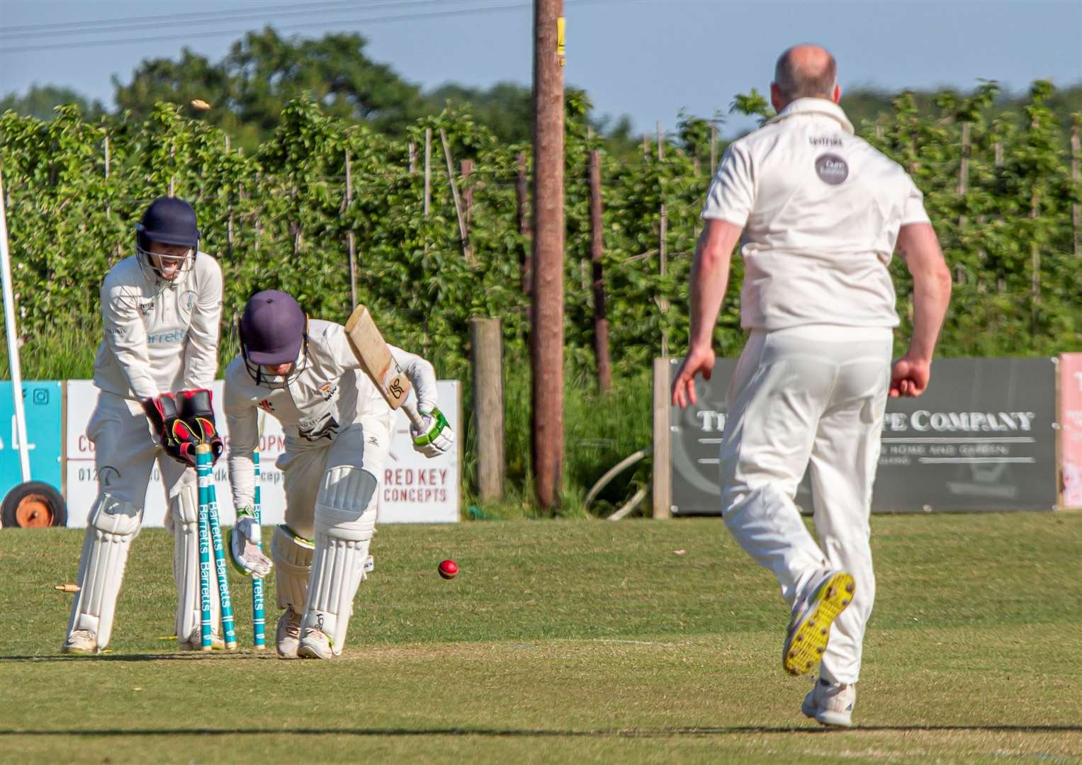 Veteran Darren Stevens bowls Lordswood wicketkeeper Max Wood for two. Picture: Phillipa Hilton