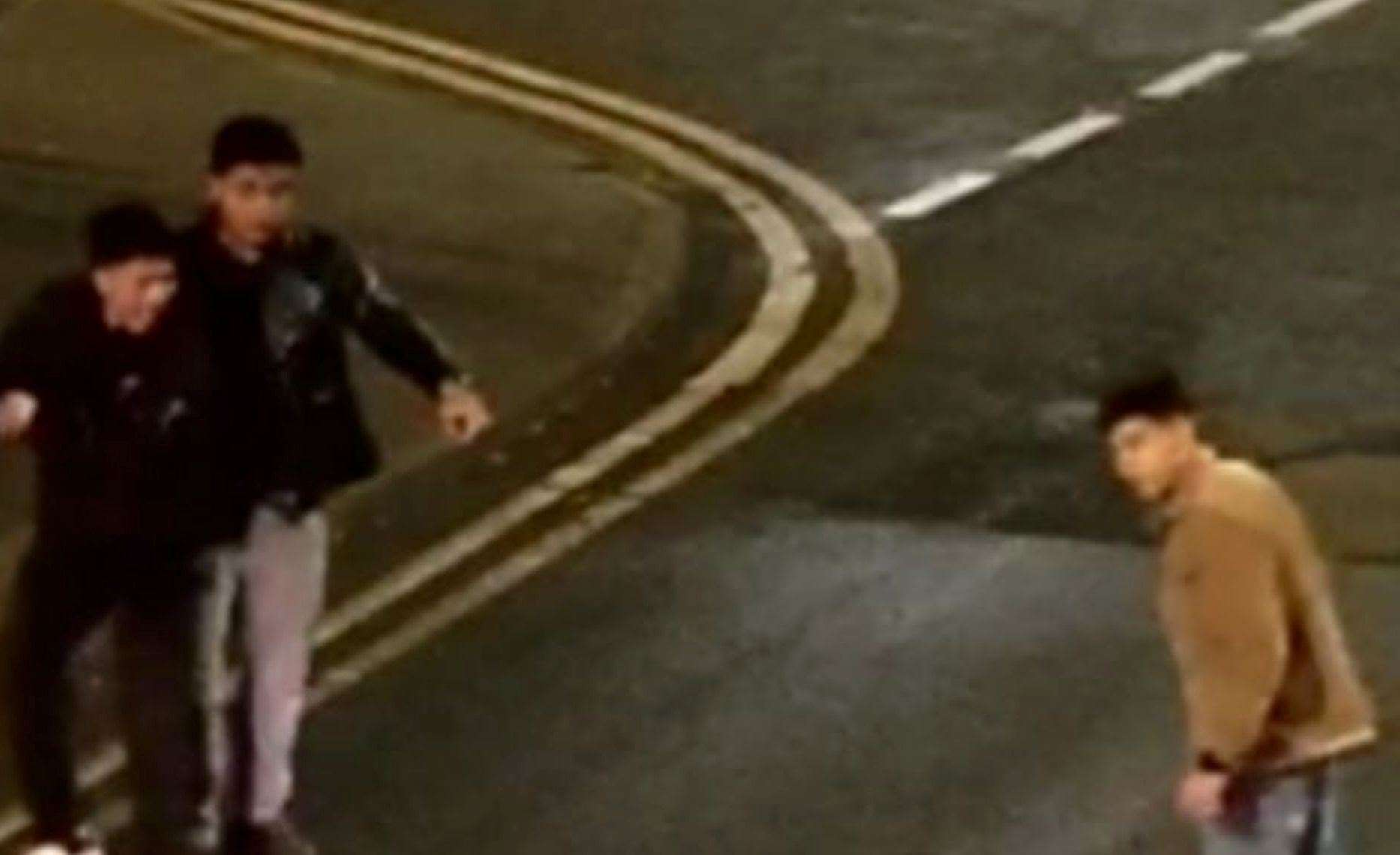 Men seen on CCTV around the time of the assault in the Station Road area of Ashford. Picture: Kent Police