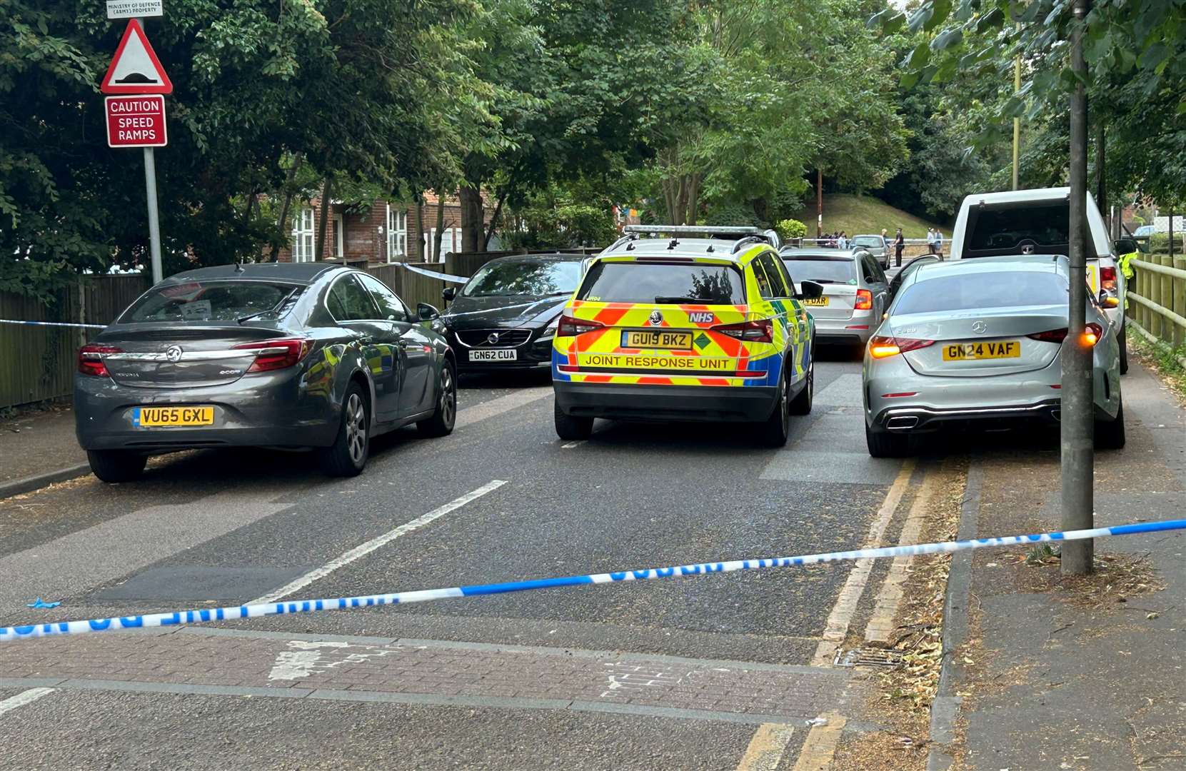 Police in Sally Port Gardens, Gillingham. Picture: Brad Harper/KMG