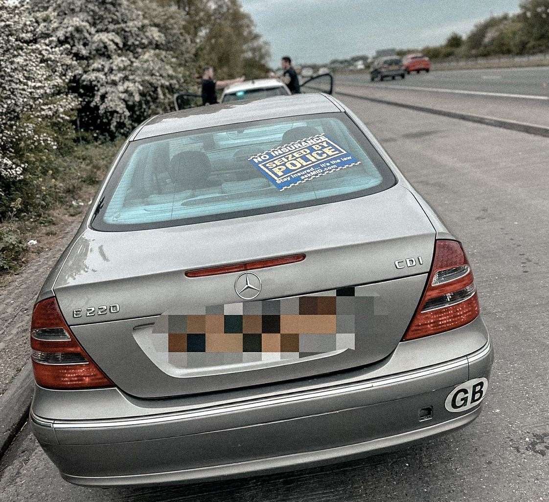 Car stopped by police on the A249 after a chase from Sheppey to Iwade. Picture: Twitter