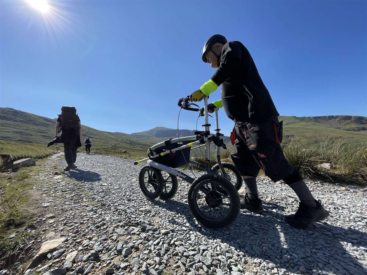 Ben Spencer used a range of equipment and was supported by a team of people (Viktor Elzer/Ataxia UK/PA)