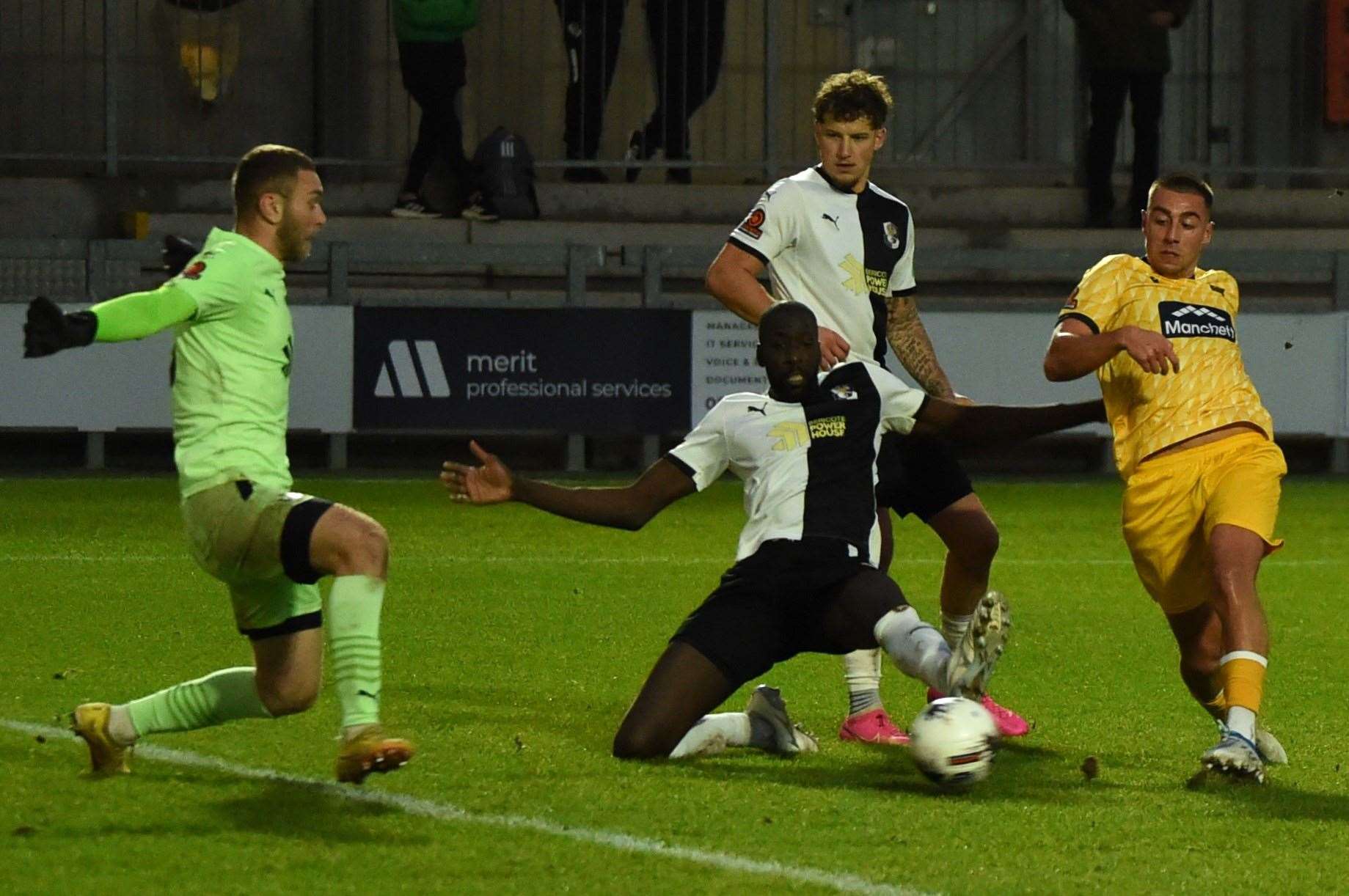 Maidstone midfielder Perri Iandolo goes for goal. Picture: Steve Terrell