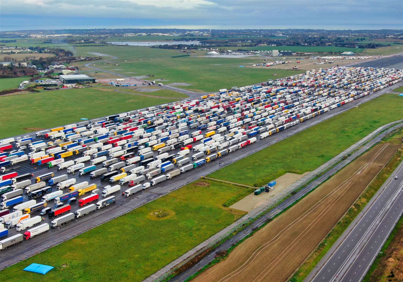 Thousands of lorries used the former Manston Airport in 2020. Picture: Swift Aerial Photography