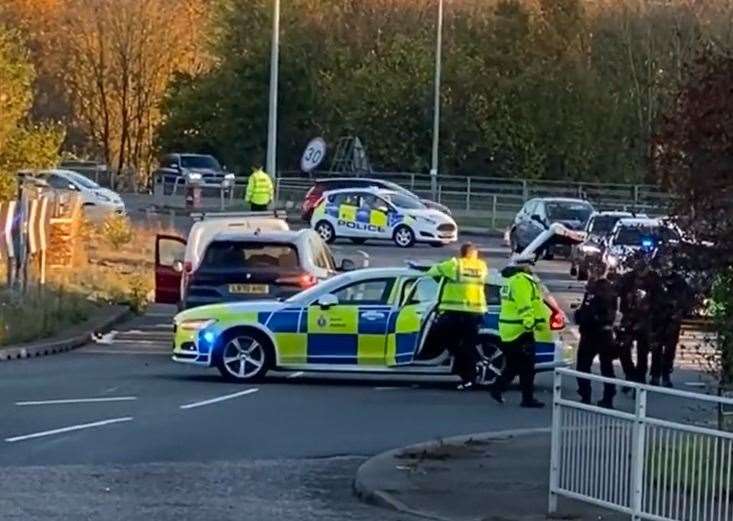 Police shut off the road near Key Street roundabout on the A2 in Sittingbourne just after 2pm on Tuesday