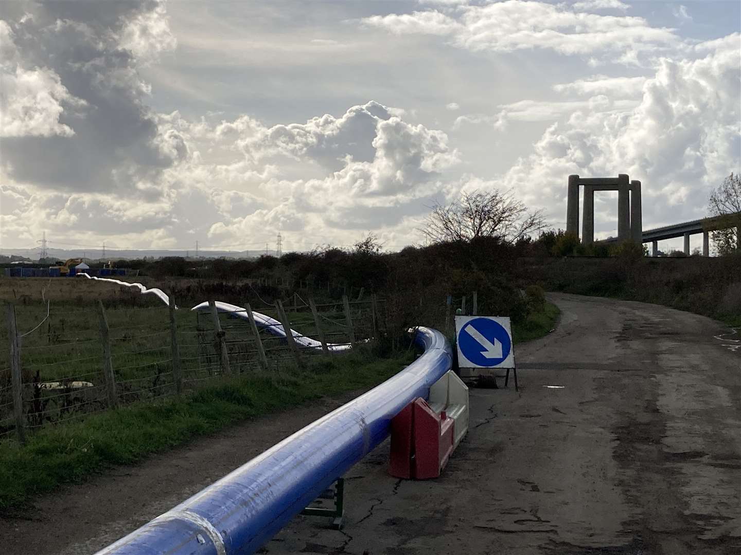 The new blue water main awaits being connected between Sheppey and the mainland