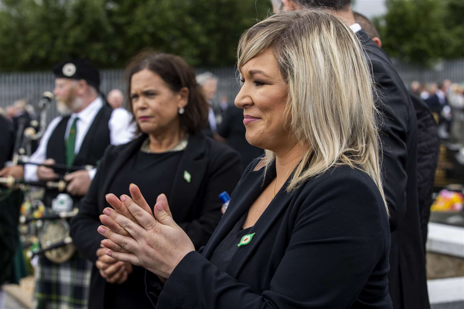 The then deputy First Minister Michelle O’Neill during the funeral of senior republican Bobby Storey in west Belfast in June 2020, a gathering that was seen by many within health and social care as a ‘blatant breach’ of Covid regulations (Liam McBurney/PA)