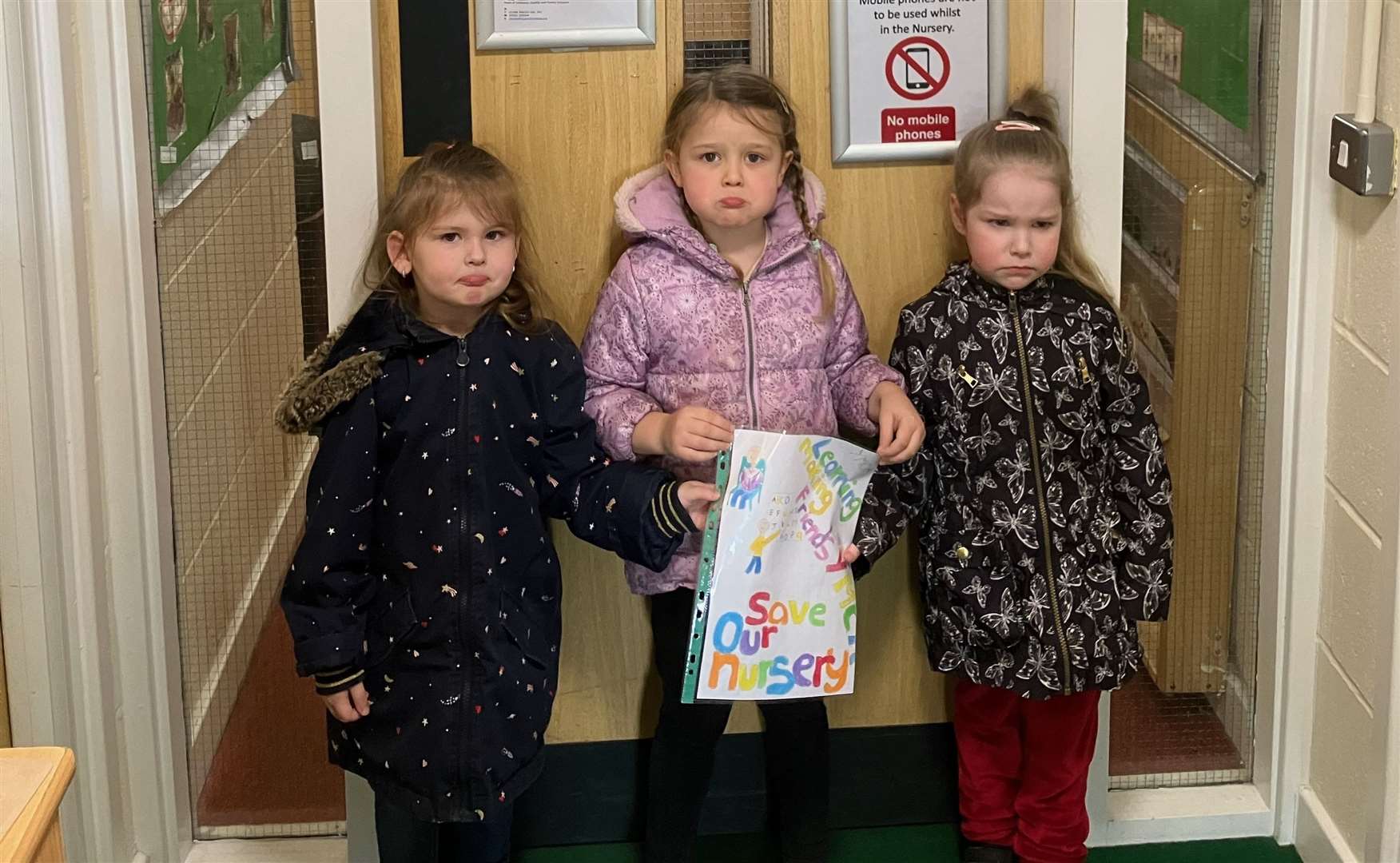 Holly (middle) with her two nursery friends Millie and Sienna, are due to start primary school in September. Picture: Kelly Cattermole
