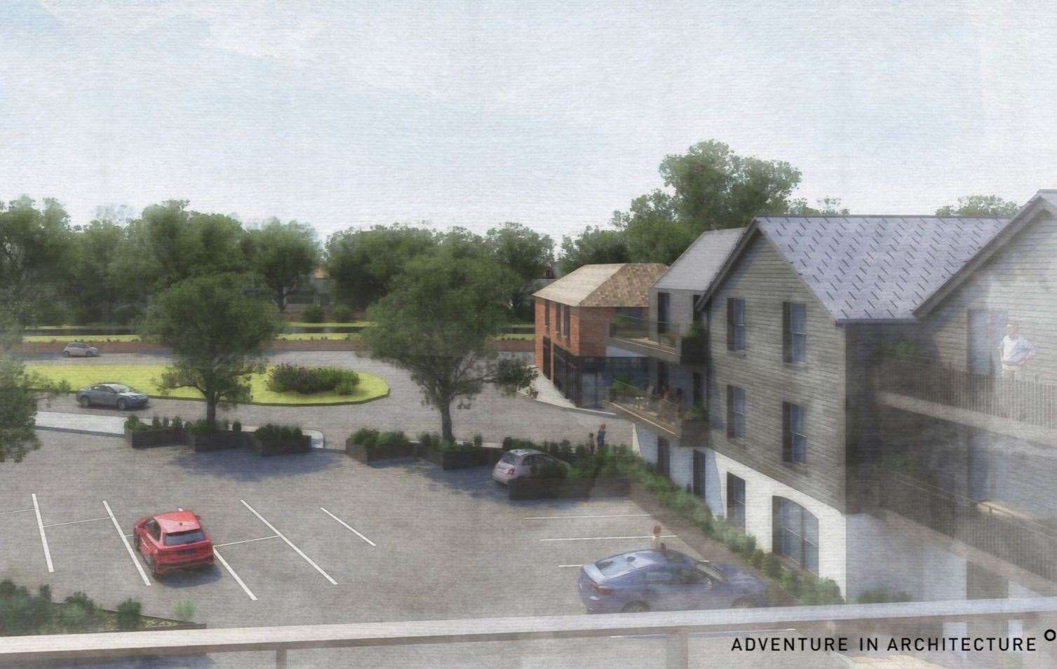 A section of the car park will be taken up with new flats if the scheme goes ahead. Picture: Adventure in Architecture