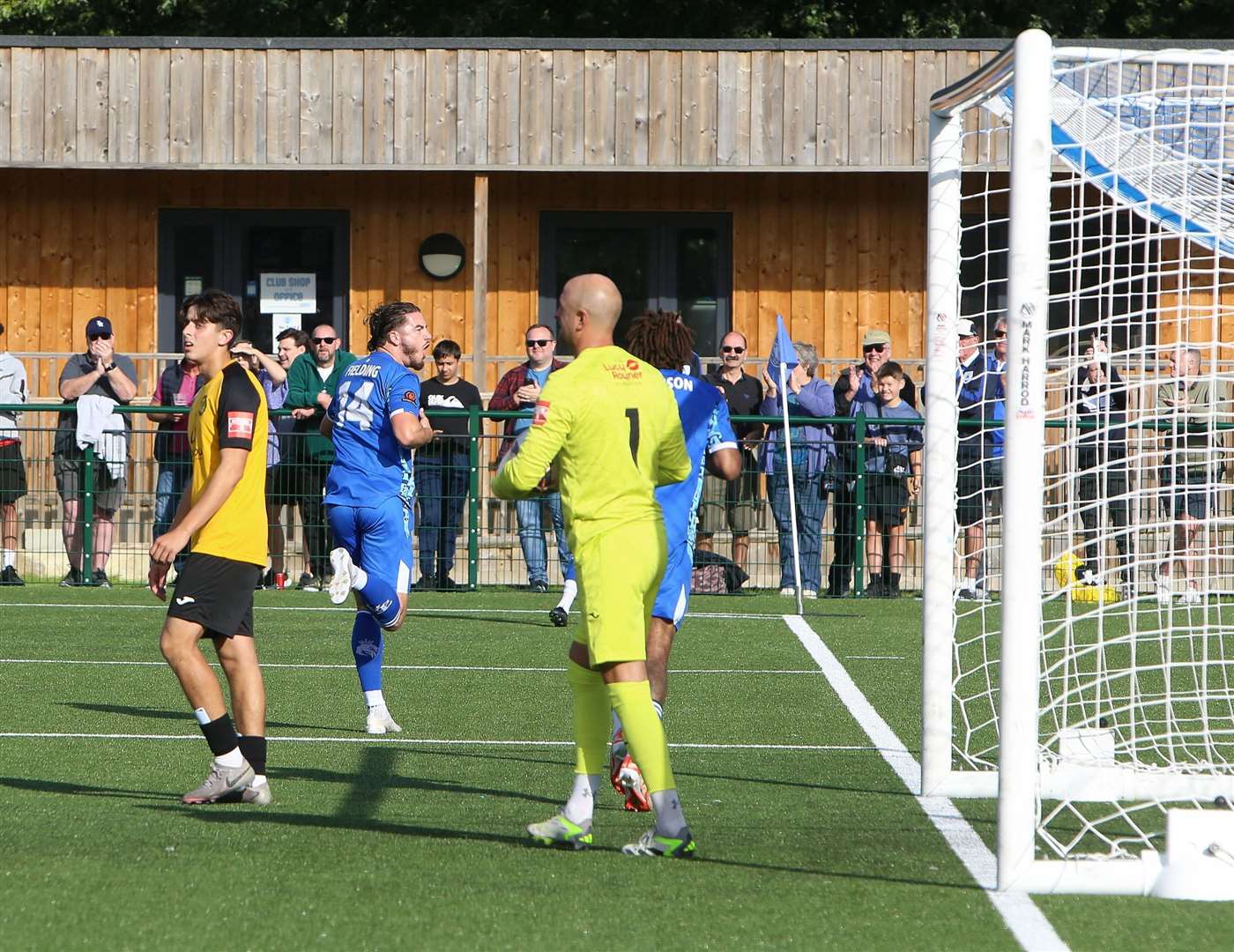 Jamie Fielding celebrates after doubling Tonbridge Angels’ lead against Merstham. Picture: Dave Couldridge