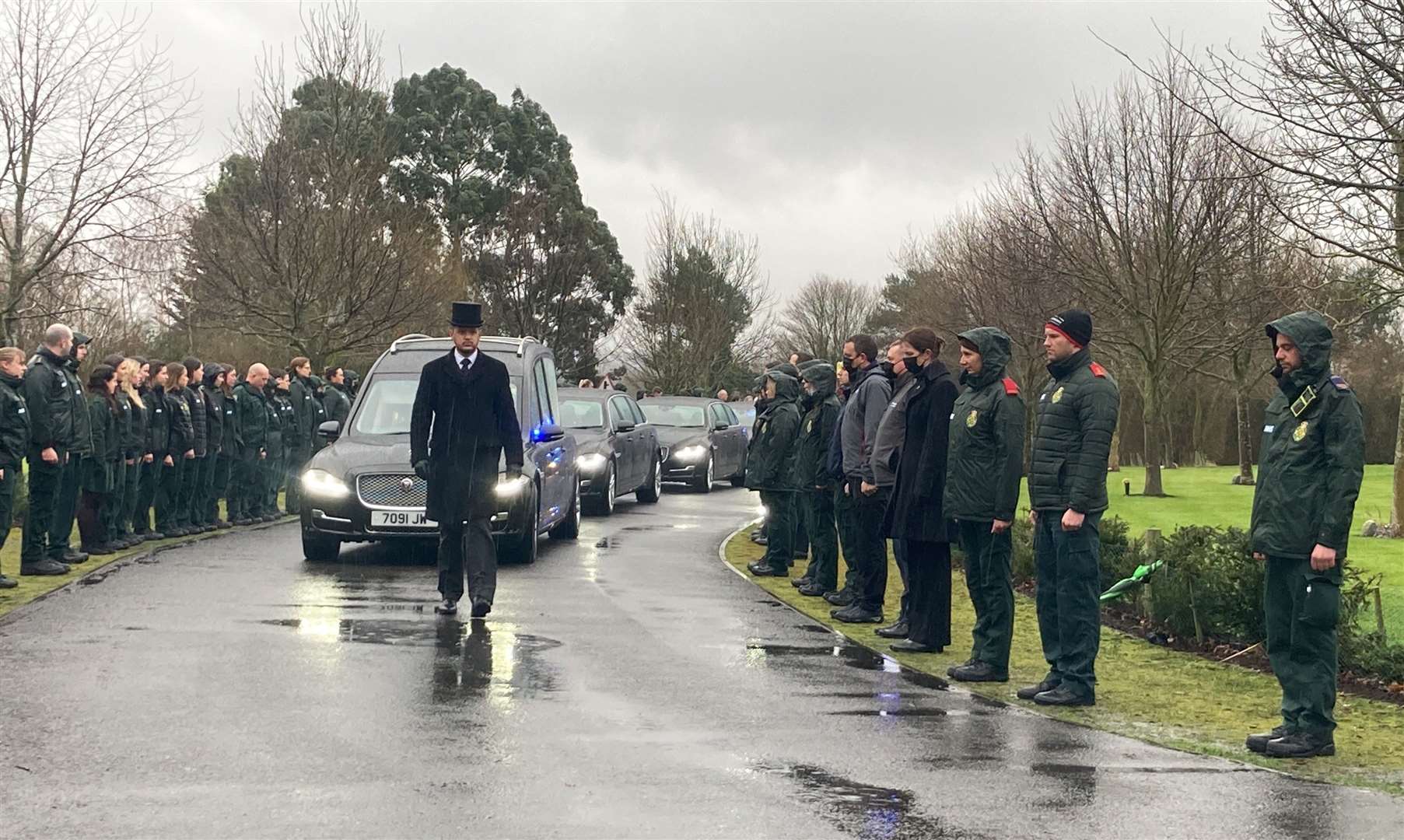 Paramedics lined the entrance at Bobbing Crematorium for Alice Clark's funeral